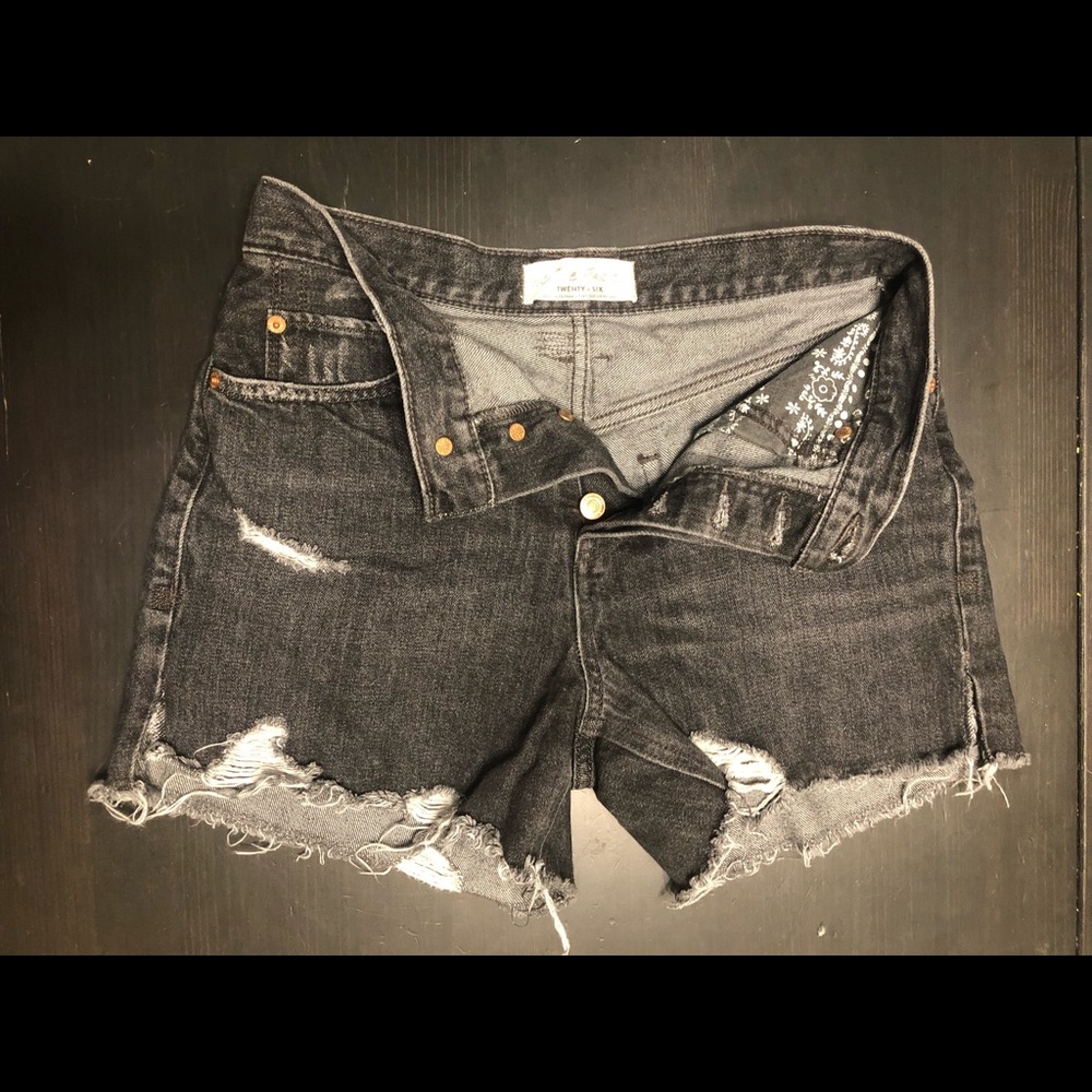 Free People black button-up shorts